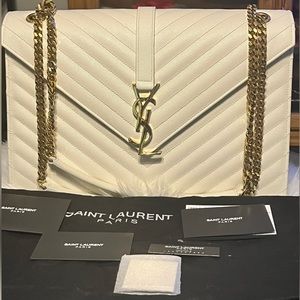 YSL, SAINT LAURENT ENVELOPE LARGE BAG IN MATELASSÉ LEATHER